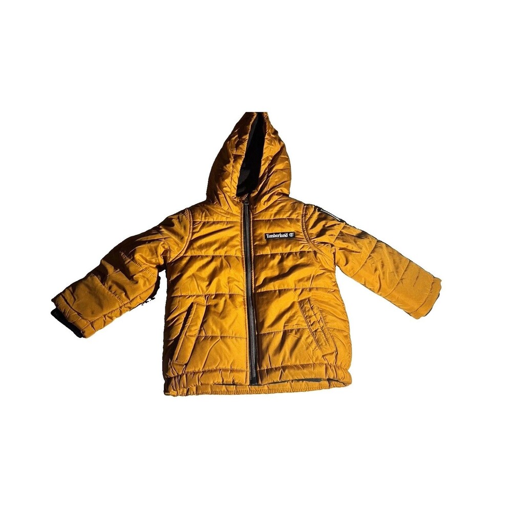 Timberland Hooded Full-Zip Puffer Jacket Brown Unisex Baby Toddler 2T